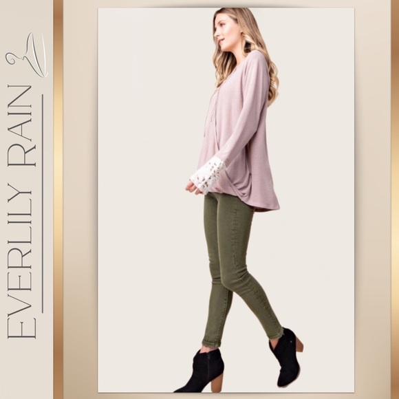 LAST ONE! Beautiful Wrap Top with Lace Trim - Picture 4 of 8